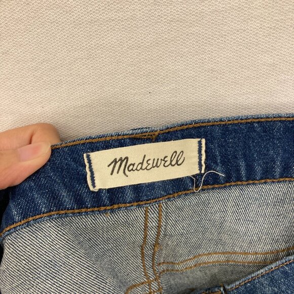 Madewell size 26 Medium Wash 10" High Riser Demi Boot Jeans Fringe Boho - Picture 2 of 11